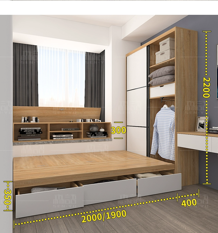 Tatami giường giường tủ lưu trữ đa chức năng một giường giường hộp cao có thể được tùy chỉnh căn hộ nhỏ giường nội thất phòng ngủ - Giường giường ngủ gỗ