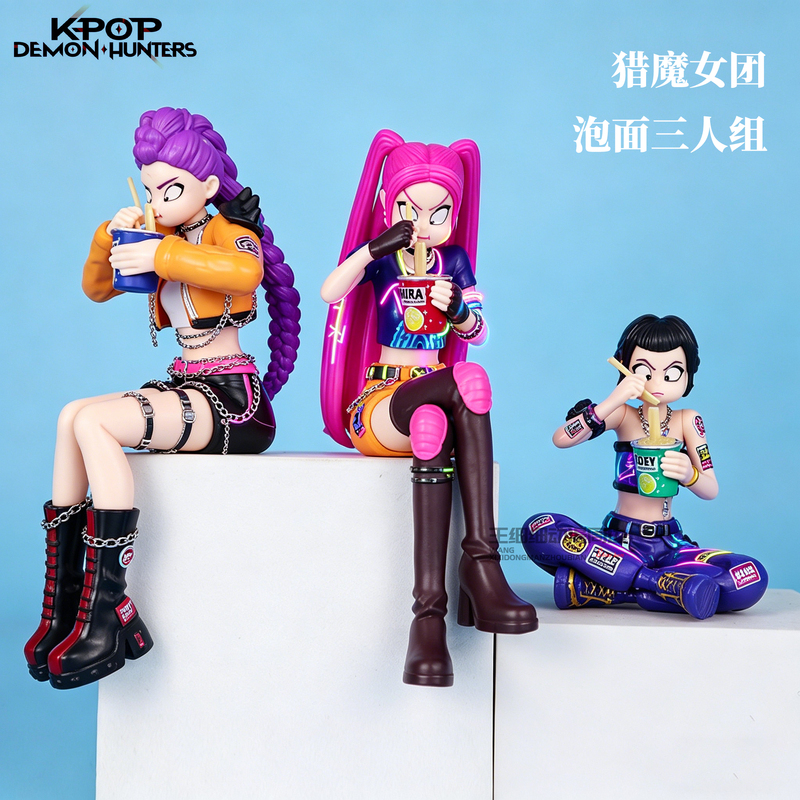 Hunter Girl Group Instant Noodle Trio Anime Figure Case Desktop Ornament Model Statue Children's Day Gift Trendy Toy