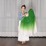 Классический танец, веер для танцев, шелковый, двухсторонний, двухцветный, расширенный красный и зеленый градиент, Цзяочжоу Янко, реквизит для выступлений, веер для танцев
