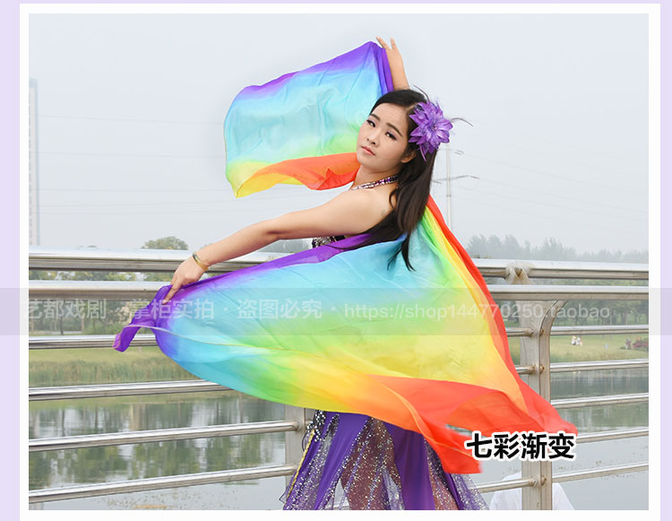 Belly dance gạc lụa múa tay sợi thực hành trình diễn tay ném gạc màu gradient khăn lụa đầy màu sắc - Khiêu vũ / Thể dục nhịp điệu / Thể dục dụng cụ giày nhảy dance