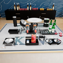 Bar ktv swing table supplies full set of ice buckets Mcframe microphone stand Ashtray High Foot Fruit Pan Zakers Stainless Steel