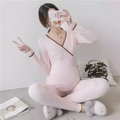 Pregnant women fever pants autumn and winter clothes autumn clothes sanitary pants plus velvet thickened postpartum breastfeeding clothes moon clothing pajamas winter