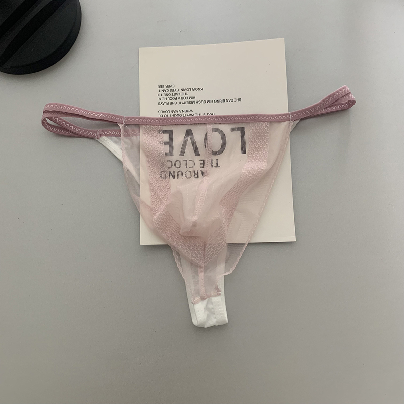 Soft Men's Thong, Ultra-Hot, Thin, Transparent Mesh Lace, Thin Straps, Low Waist, Seductive for Sleeping Naked, Silky Smooth Ice Silk