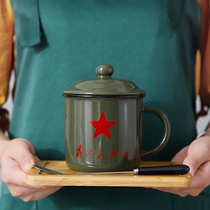 Old-style ceramic cup Nostalgia Mark Cup Cup Cup Cup Creative personality with cover spoon