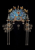 Dingling style non-restored six dragons and three phoenix crowns hand-made imitation emerald phoenix crowns and fragrant phoenix crowns Han wedding headdresses