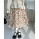 Canned Store New Chinese Style Plate Button Top Irregular Corduroy A-Line Floral Skirt Two-piece Autumn Set