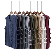  Cotton and linen Tang suit jacket plus fat vest vest mens waistcoat Chinese old man shirt performance suit undershirt fitness suit