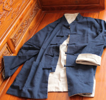  Cotton and hemp Tang clothing double-sided can wear jackets casual clothing Tai chi clothes lay clothes Chinese style fat and increase
