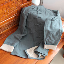  Cotton and hemp jacket Tang suit wrinkled hemp and cotton Chinese button Tai chi suit practice suit Lay suit Mens jacket Tang suit