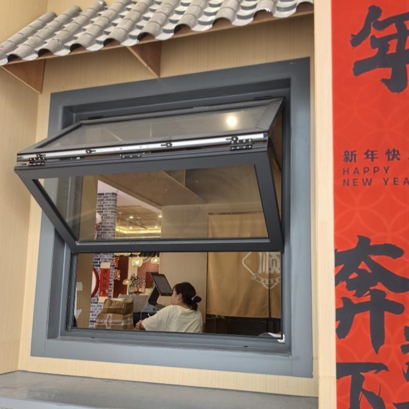 Up-And-Down Folding Windows, Aluminum Alloy Windows, Easy to Lift, Any Window Can Be Suspended, Popular in Milk Tea Shops, Coffee Shops, Kitchen Windows