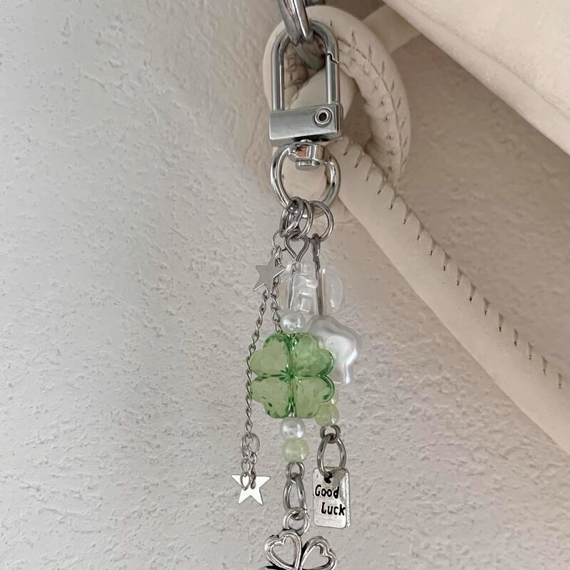 Accumulate Good Luck with Handmade Clover Beaded Charms for Backpacks, Phone Cases, Bags, and Keychains