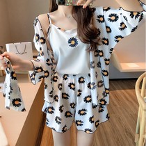 Japan 2021 New Ice Silk pajamas female summer sling sexy cute thin set silk little Daisy