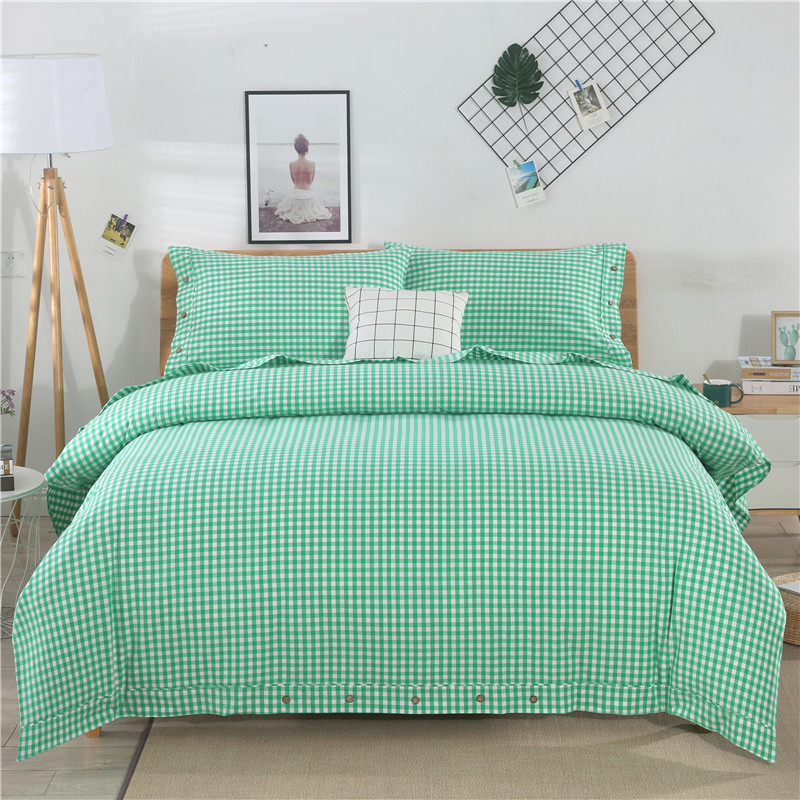 Worsted Korean version of the old rough cloth four-piece cotton thickened bed quilt cover cotton 4-piece set does not play the ball does not fade