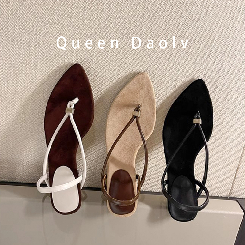 French-Style Niche Two-Way Wear Pointed-Toe Sandals for Women, New Versatile Casual Low-Heeled Flip-Flops with a Stylish Look