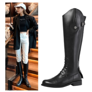 Western Cowboy Boots, Mid-Heeled Equestrian Boots, New Long Boots for Women, No More Than Knee-High, British Style Genuine Leather High-Top Riding Boots