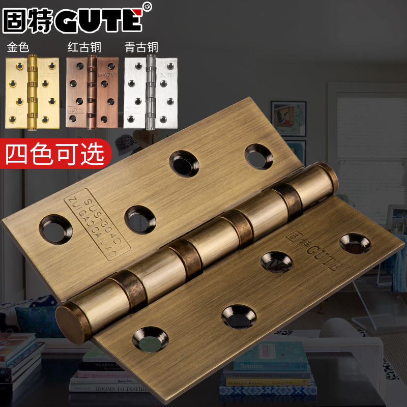 Solid GUTE 4 inch 4 bearings 3 0 thick 304D stainless steel room door hinge folding page flat open hinged door wooden door