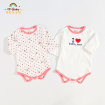 papamama baby cotton one-piece bag fart clothes newborn baby long-sleeved triangle ha clothes newborn spring and autumn