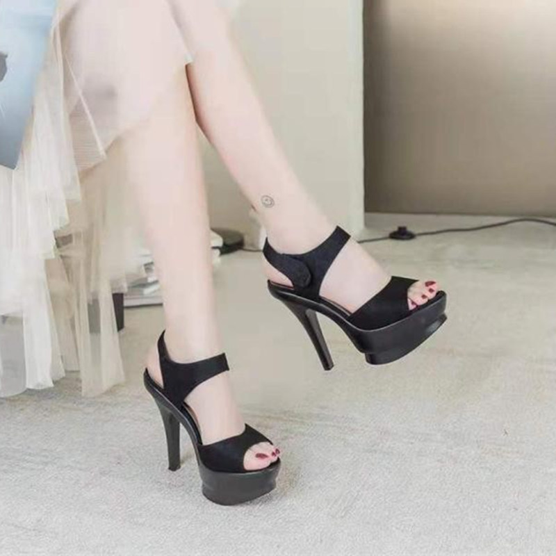 2025 New Model Runway Show Fashion Girls' Peep-Toe Waterproof Platform Stiletto High Heels Large Size Sandals for Women