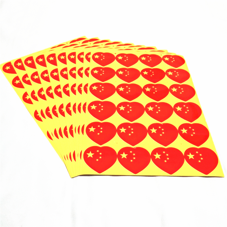 Flag Face post heart-shaped face to National Day square Chinese national flag sticker Five Star Red Flag Sticker Fan Sticker