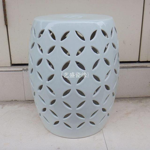 Jingdezhen Ceramic Stool High Temperature Color Glazed Porcelain Stool Cool Squatting Hollowed-out Porcelain Stool Porcelain Stool Pure White-Taobao