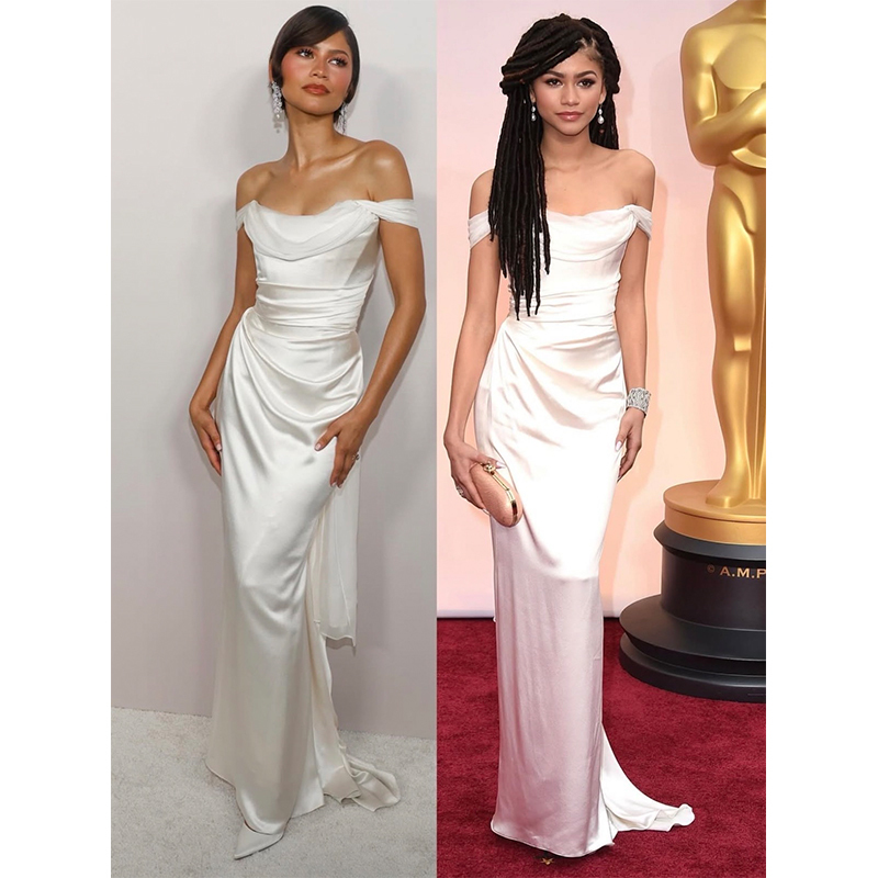 One-Shoulder Satin Light Wedding Dress, Small Evening Gown, Light Luxury Forest Style, Slimming Effect, Vivienne Westwood One-Shoulder Satin Light Wedding Dress, Small Evening Gown, Light Luxury Forest Style, Slimming Effect, Vivienne Westwood