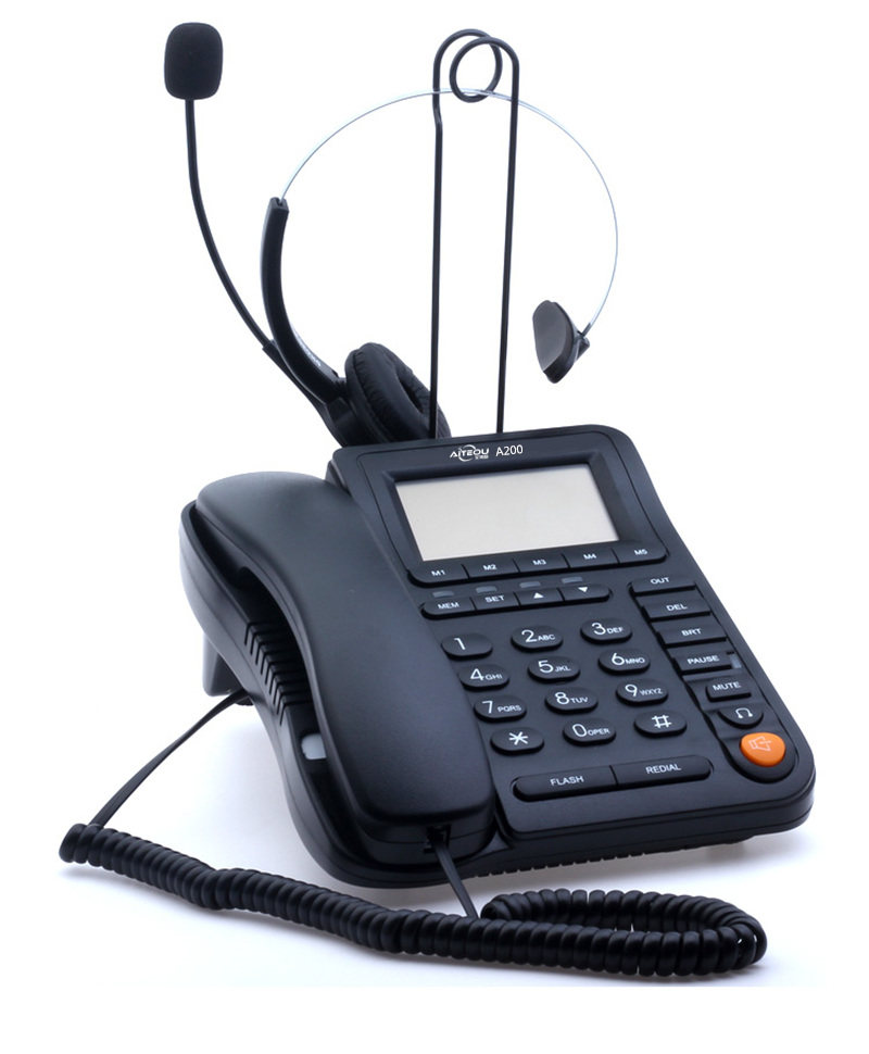 ATeo A200H full hands-free telephone double ear phone holder with ear phone