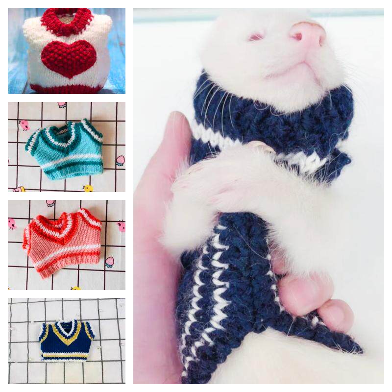 Meng Fall Winter Warm Love Sweater Pet Feret Squirrel Dutch Pig Clothing Decoration Mini