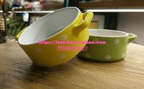 Binaural small porcelain bowl rice bowl food bowl ceramic bowl pet ferret