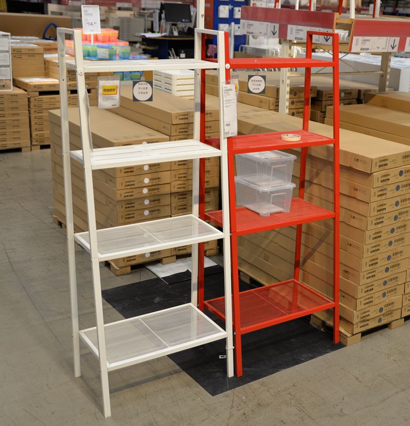 IKEA Leberg ban công kệ hoa kệ sách phòng ngủ nhà bếp sàn lưu trữ kệ bốn tầng hoàn thiện sắt rèn - Kệ ke sach