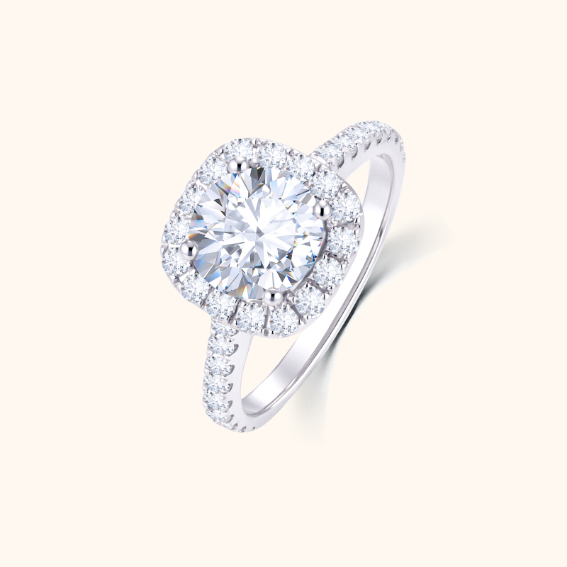 Carat Dream 18K Gold Platinum Pt950 Cultivated Diamond Henan Artificial Diamond Square Surrounding Luxury Diamond Ring Carat Dream 18K Gold Platinum Pt950 Cultivated Diamond Henan Artificial Diamond Square Surrounding Luxury Diamond Ring