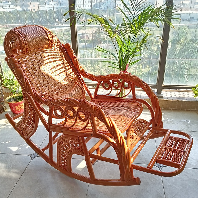 Rattan chair natural rattan rocking chair recliner nap rattan rocking chair elderly home balcony leisure adult leisure chair