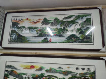 Suzhou embroidery machine embroidery imitation hand rising sun east rising landscape through yarn embroidery Living room background wall decorative painting three-dimensional finished product