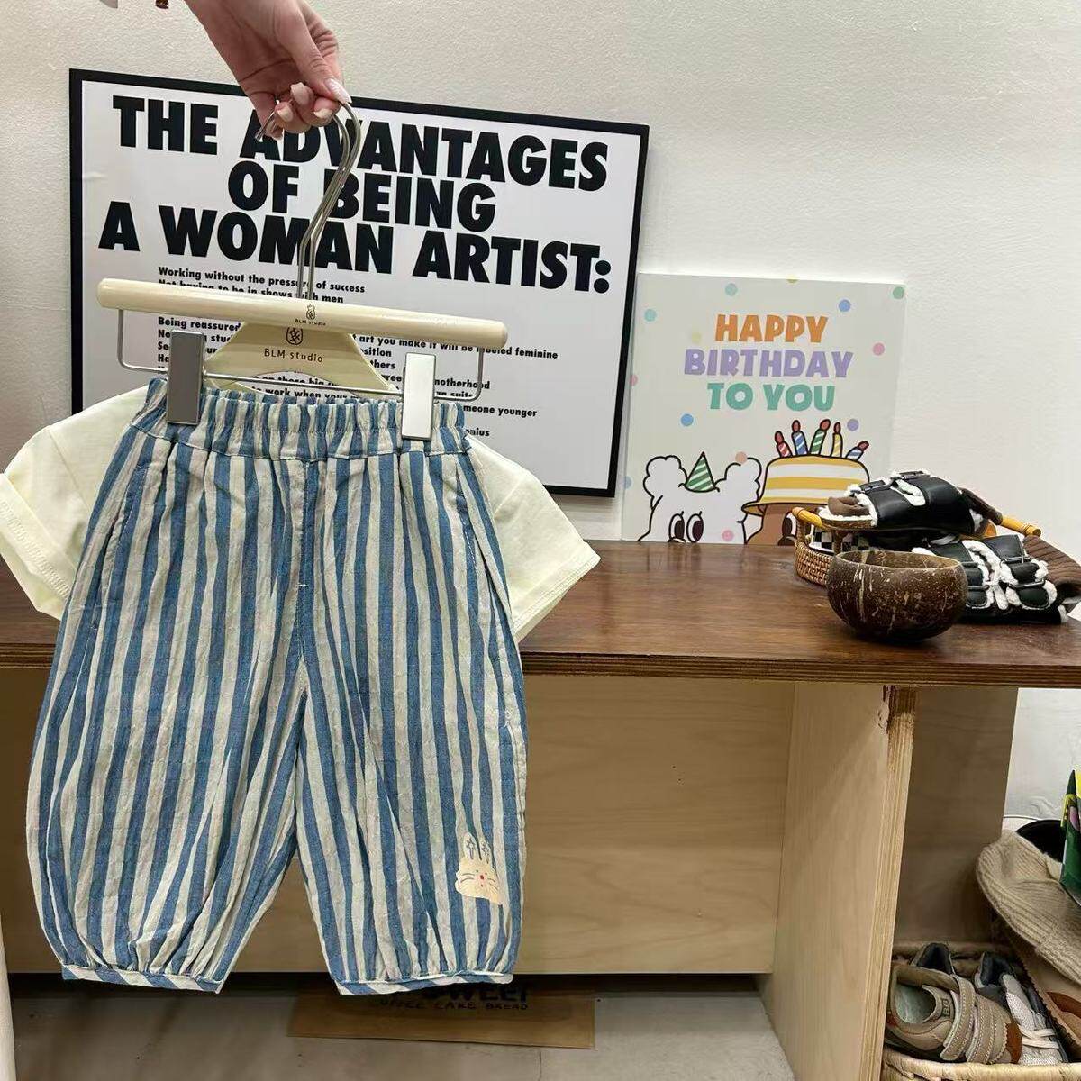 Kids Cartoon Elephant Print Short Sleeve T-Shirt and Striped Pant Two-Piece Set O1CN01iWDVrQ1EE9OzkyZk0 !!794530319
