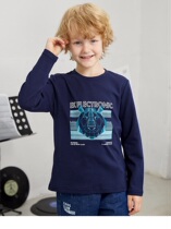 Optometry elandidkidsClosed-in child clothing 2021 fall boy round collar printed long sleeve T-shirt EKLAB4901A