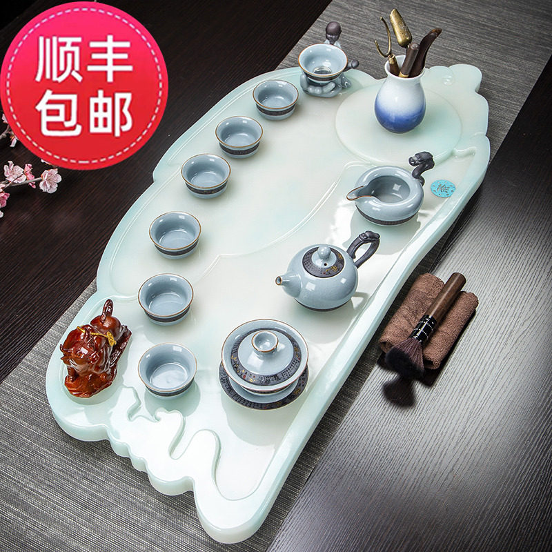 Kongfu tea furniture set group home office with high-end light lavish stone tray minimalist modern tea tray small drainage tea table