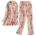 Bộ đồ ngủ lụa dệt kim in mẹ phù hợp với phụ nữ mùa xuân và mùa thu lụa lụa dài tay hai mảnh quần dài thường phục vụ tại nhà - Bộ Pajama