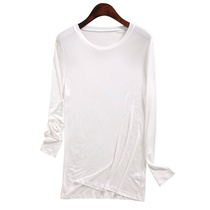 Silk T-shirt Men Long Sleeve 2021 Spring Men Round Neck Loose Knitted base shirt Tide White T-Shirt