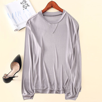 Autumn loose round neck silk long sleeve T-shirt fat sister belly cover casual base shirt baseball wear aged shirt