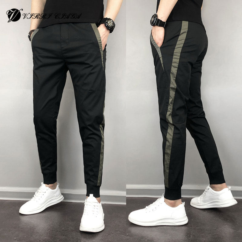 2021 new casual pants men's trendy brand slim cigarette pants Korean version nine points beam pants trend all-match harem pants