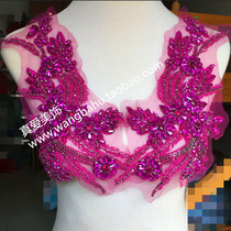 Rosered Glass Drill Handmade Nail Beads Embroidery Bead Flower DIY Dress Rehearsal Out of the Chest Front Collar Decoration Large Drilling Flowers