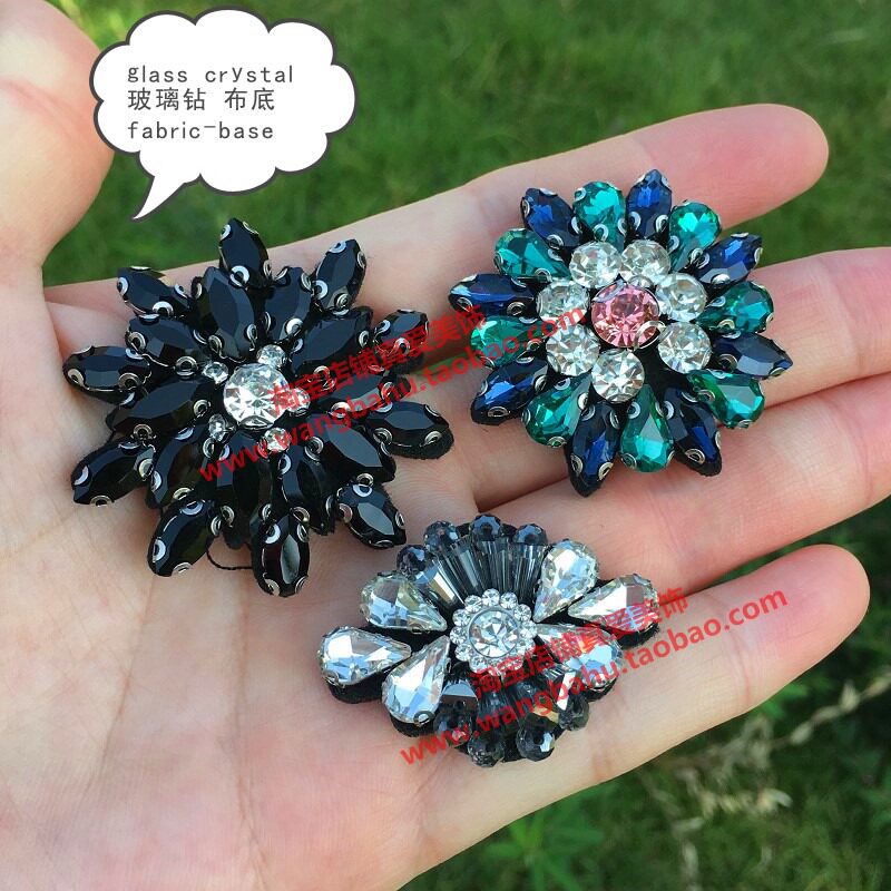 Round black hole green gray glass diamond pearl cloth clothing accessories DIY hair decoration shoes and hats