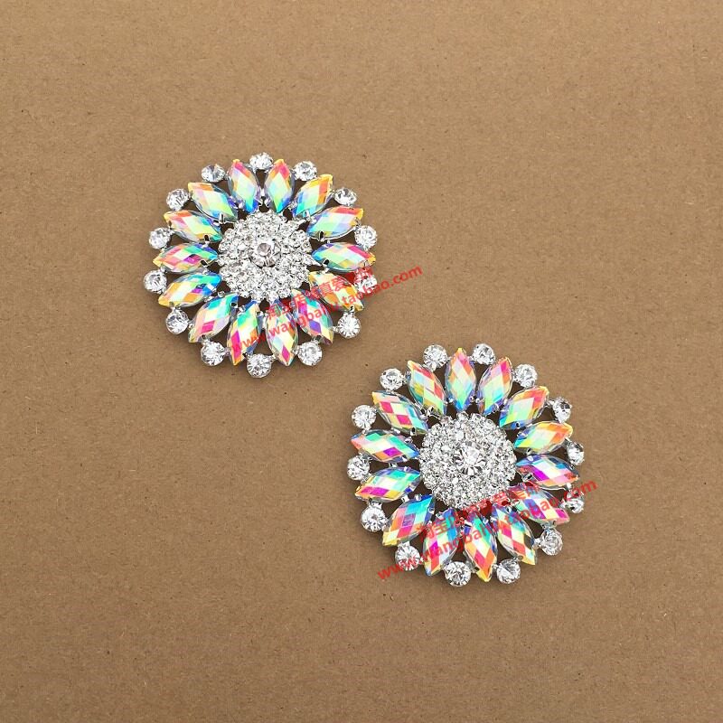 Large Round Water Drill Chuck Dazzling AB Color Drill Button Clothing Shoes Cap Hand Stitched Attire Floral Stage Clothing Sticker Drill Flowers
