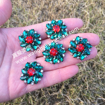 25mm holes green red horse eye glass drill buckle sub DIY large coat jacket skirt decoration buckle inlaid drill crystal button