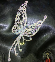 Fashion big butterfly AB colored water diamond dress dance wear corsage corsage turban decoration rhinestone flower belly dance suit drill
