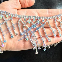 Long rhinestone tassel beard chain gold AB color hand seam drill strip DIY belly dance belt drill sandals stick drill