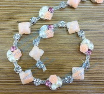 Fashion pink rose red flower Pearl imitation stone rhinestone chain hand sewn sweater collar sandals child decoration Rhinestone