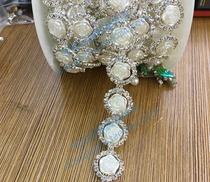 Elegant high-grade Pearl Flower rhinestone chain round flower plate dress skirt collar trim strip diy hair ornament applique