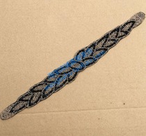 Long tree leaf-shaped black nail beads flower stickers DIY dress skirt clothes waist decoration strip headgear handwear material