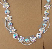 Dazzling AB colored gem glass Diamond rhinestone chain DIY Latin dance suit drill skirt collar flower Diamond Strip