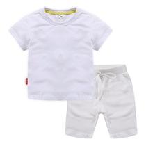 Sports casual suit solid color jacket short sleeve boys boys shorts baby thin white black red green powder